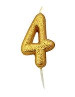 Load image into Gallery viewer, Gold Glitter Numeral Moulded Pick Birthday Candle
