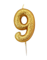 Load image into Gallery viewer, Gold Glitter Numeral Moulded Pick Birthday Candle
