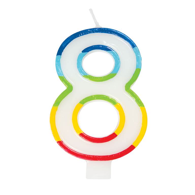 Rainbow Border Number Birthday Candle