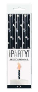 Black and Silver Birthday Glitz Ice Fountain Sparkling Candles