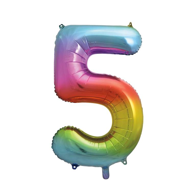 Rainbow Foil Number 5 Balloon