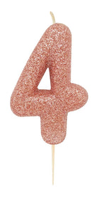 Load image into Gallery viewer, Glitter Numeral Moulded Pick Birthday Candle Rose Gold
