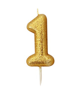 Load image into Gallery viewer, Birthday Candle Gold Glitter Number one
