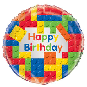 Building Blocks Happy Birthday Round Foil Balloon Cakwalk London