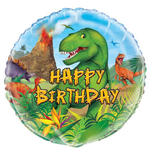 Dinosaur Happy Birthday Round Foil Balloon cakewalk london