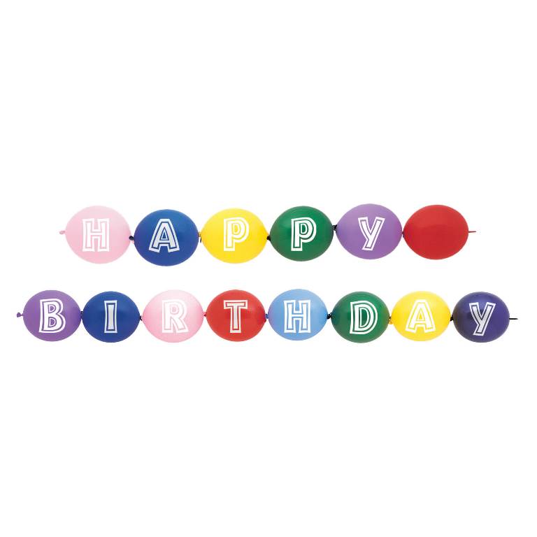Happy Birthday Linking Phrase Balloons