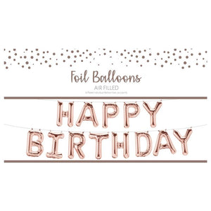 Happy Birthday Rose Gold Foil Letter Balloons