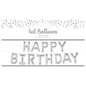 Happy Birthday Silver Foil Letter Balloons
