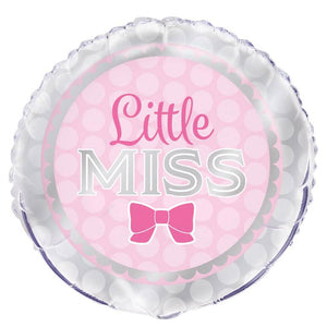 Pink Bow Baby Girl Round Foil Balloon