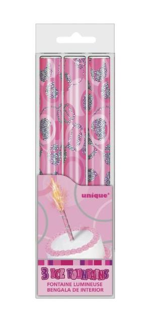Pink Ice Fountain Sparkling Candles Set