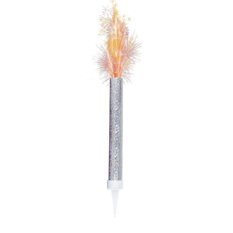 Silver Ice Fountain Sparkling Candles Set of 2