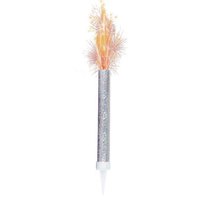 Silver Ice Fountain Sparkling Candles Set of 2
