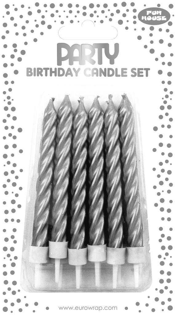 Silver Metallic Candles Set