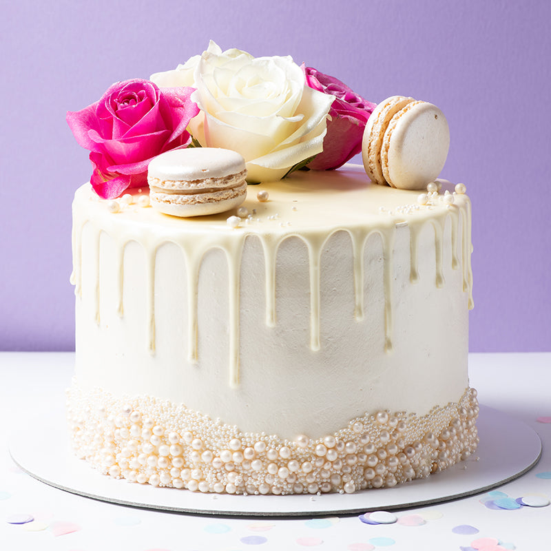 Tall White Chocolate Drip Cake - Best Eggless Cake Shop in London - cakewalk london