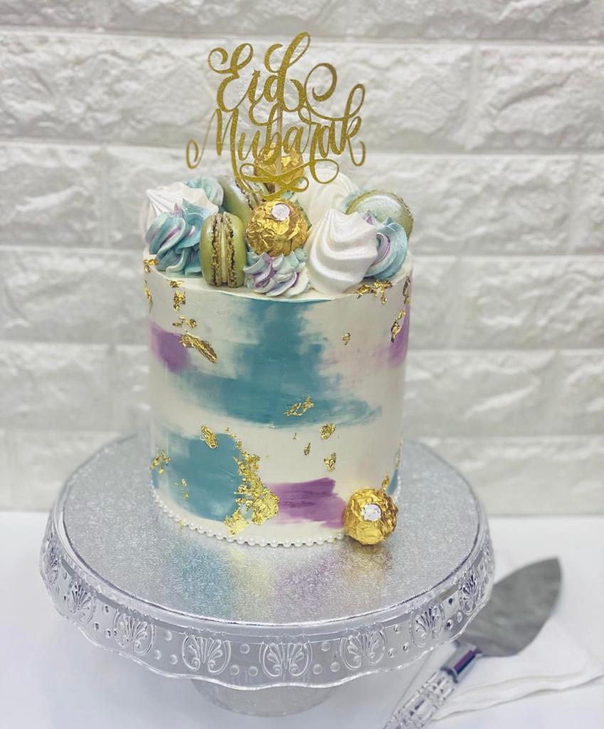 Colourful Eid cake with Eid Mubarak decoration