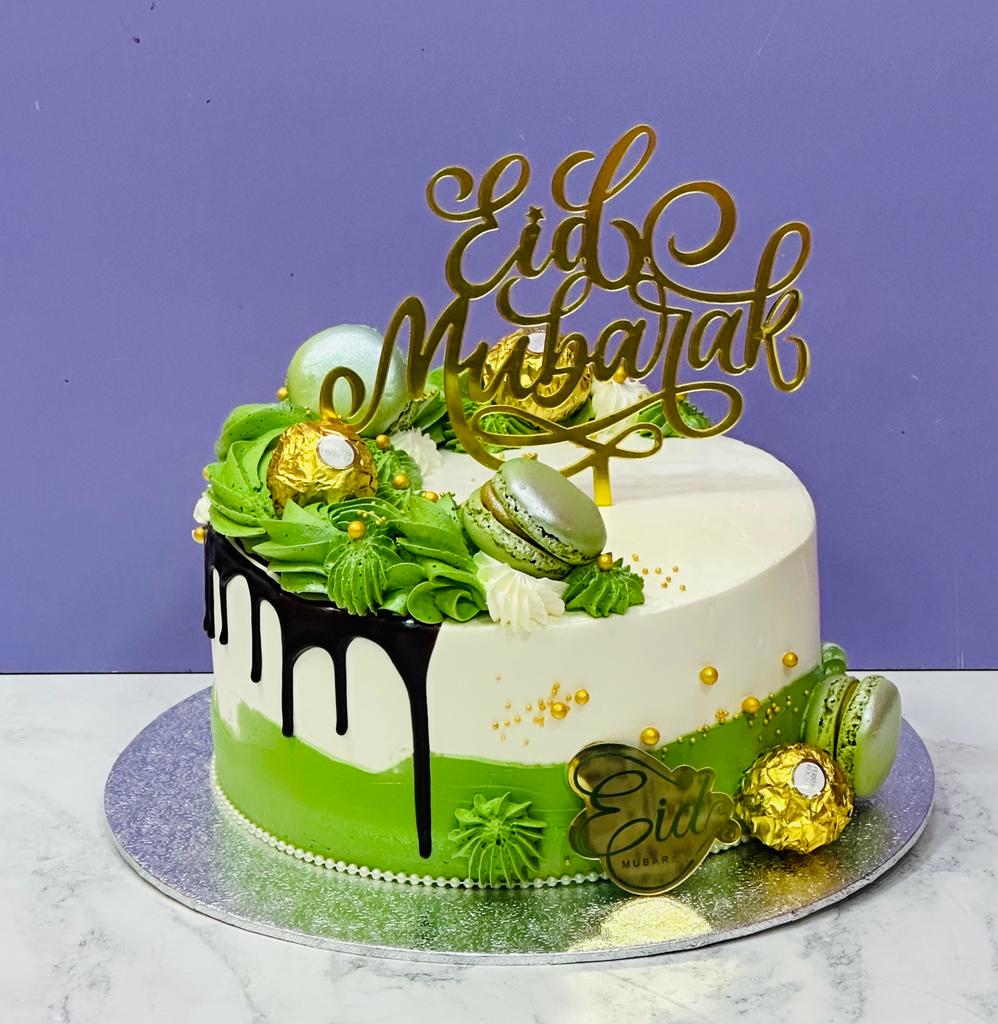 Eid Ramadan Eggless Strawberry Cake-Green